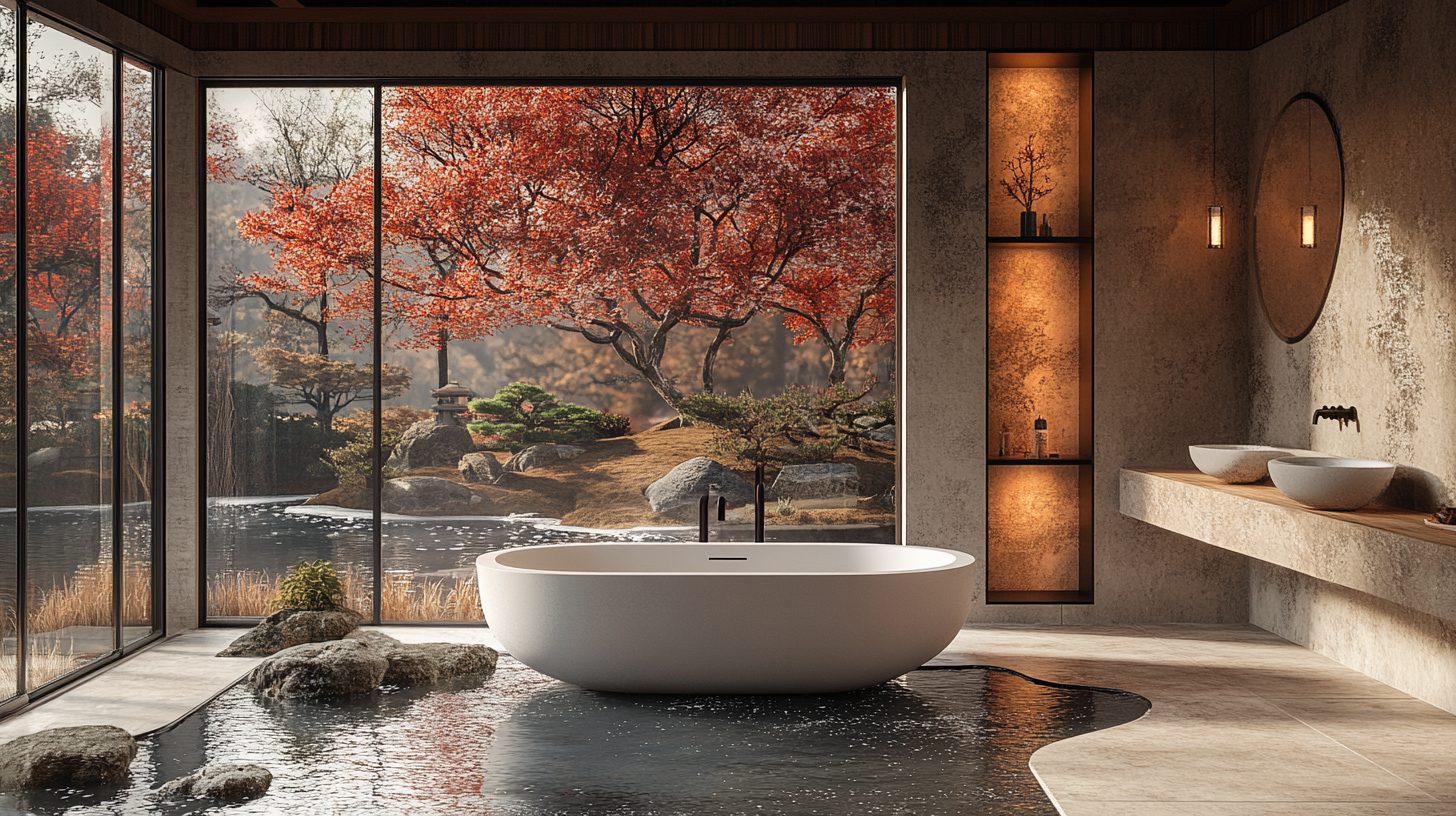 Modern Japanese-Style Bathrooms with a Beautiful Garden View