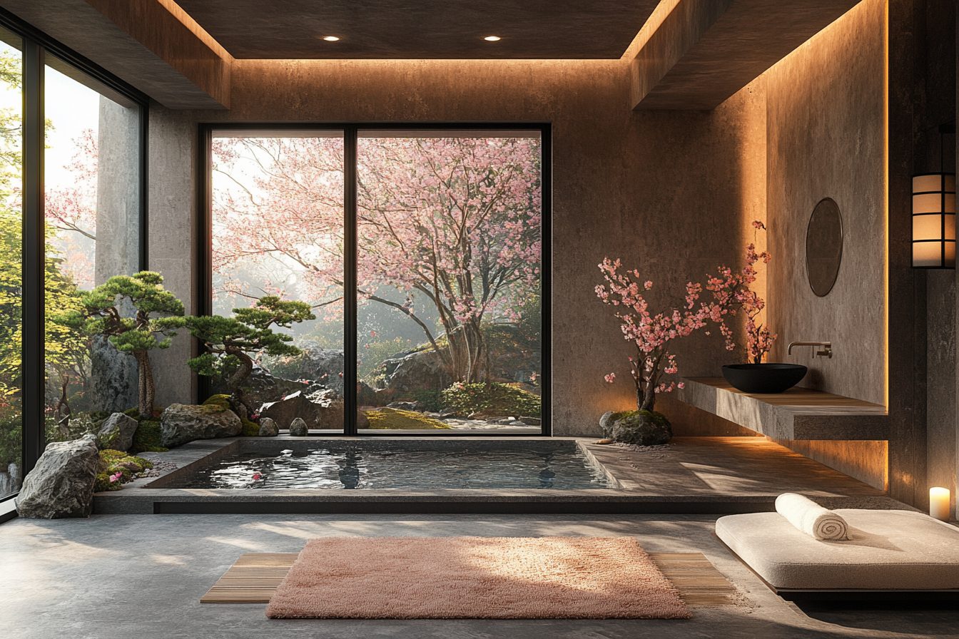 Modern Japanese-Style Bathrooms with a Beautiful Garden View