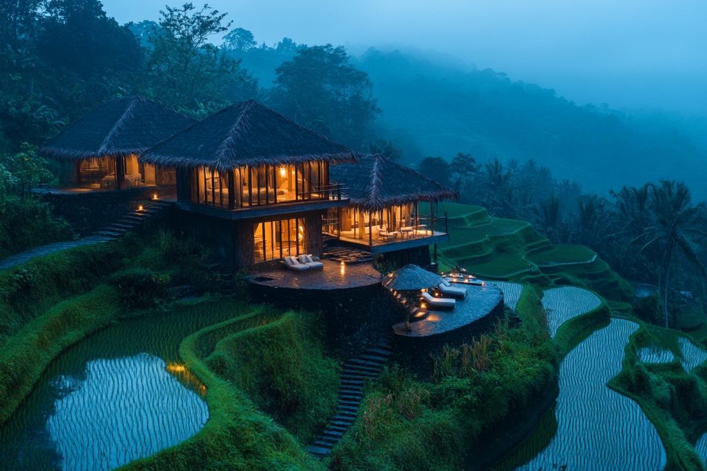Luxurious Modern Rice Field Houses AI Artwork 13
