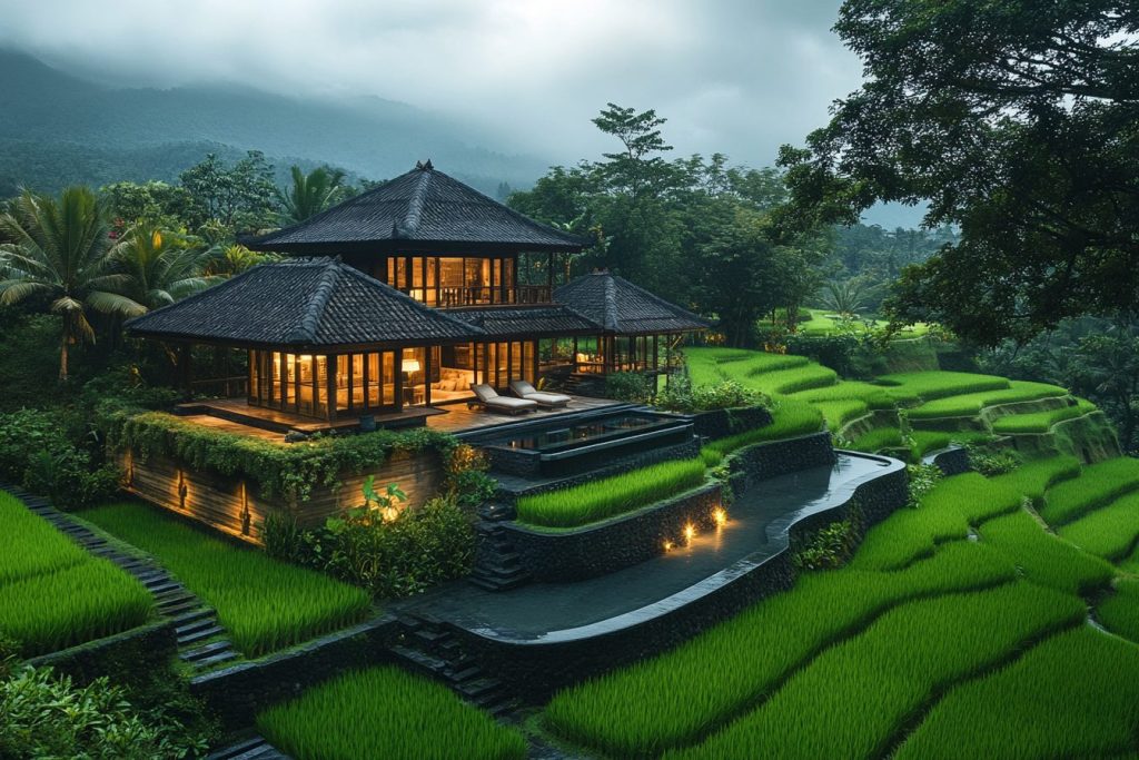 Luxurious Modern Rice Field Houses AI Artwork 15