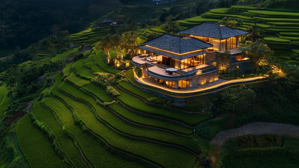 Luxurious Modern Rice Field Houses AI Artwork 16