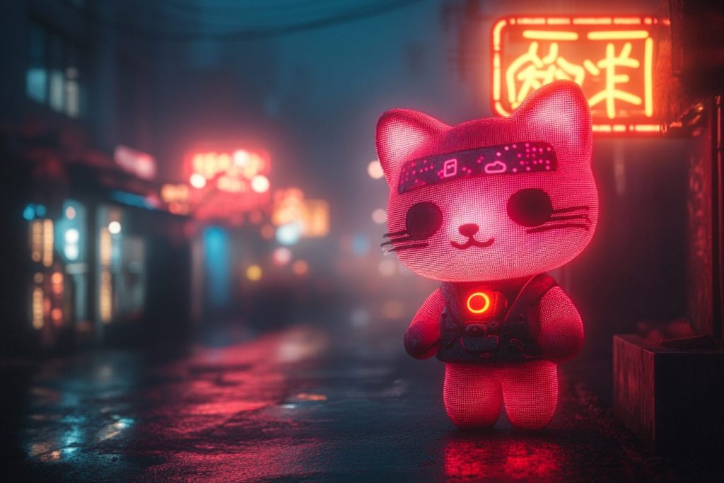 Cyberpunk Japantown Urban Landscape - Neon Neko AI Artwork 7