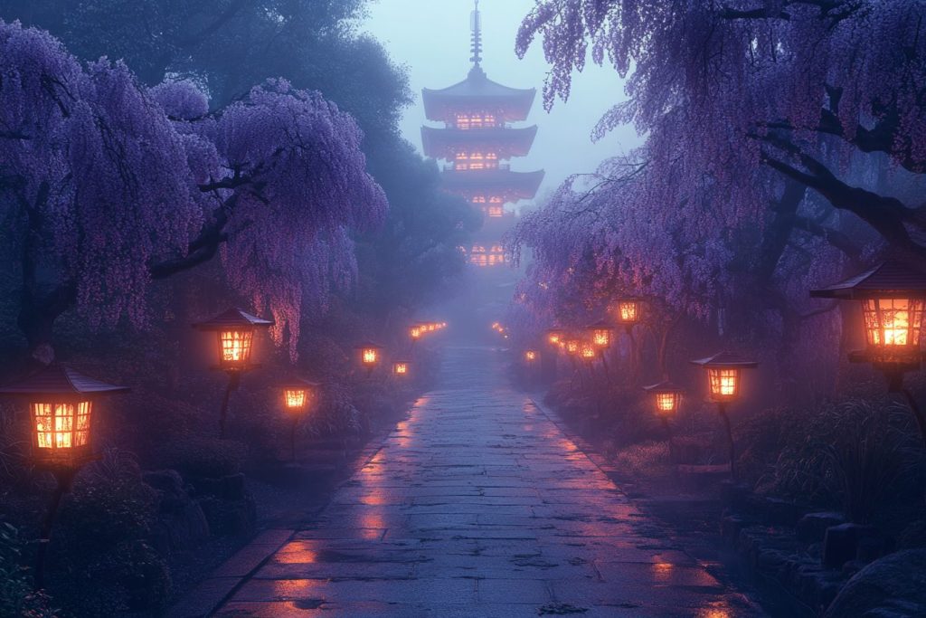 The Pathway to a Japanese Pagoda AI Artwork 12