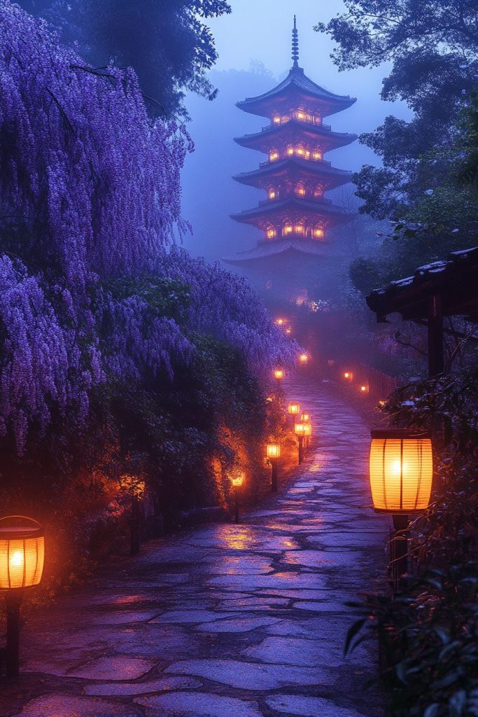 The Pathway to a Japanese Pagoda AI Artwork 15