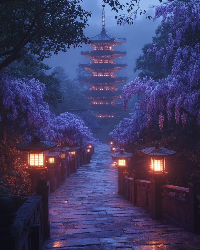 The Pathway to a Japanese Pagoda AI Artwork 4