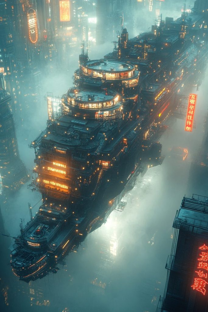 A City Above a City - Cyberpunk AI Artwork 6