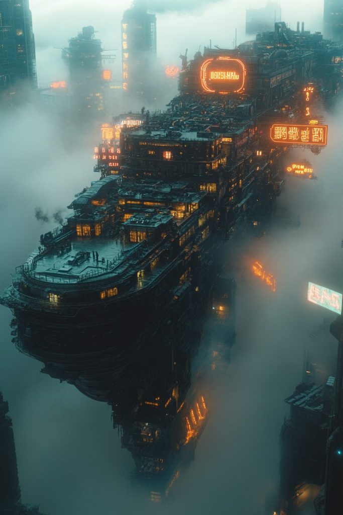 A City Above a City - Cyberpunk AI Artwork 8