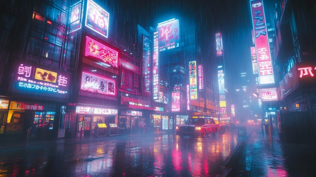 Cyberpunk-Style Japanese Restaurant Shopfronts AI Artwork 11