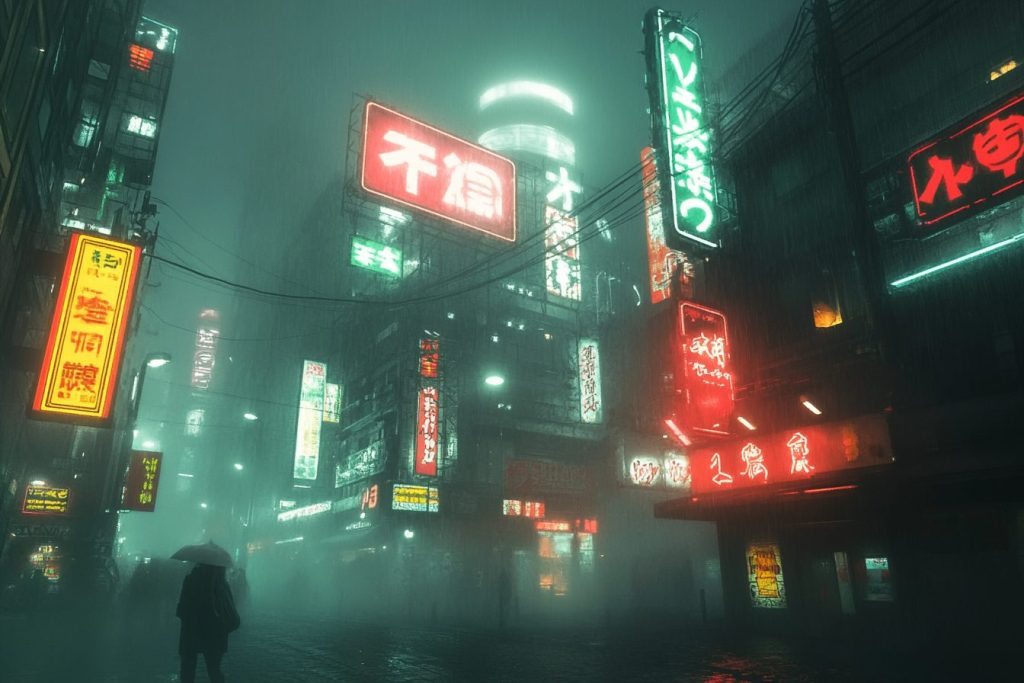Cyberpunk-Style Japanese Restaurant Shopfronts AI Artwork 12