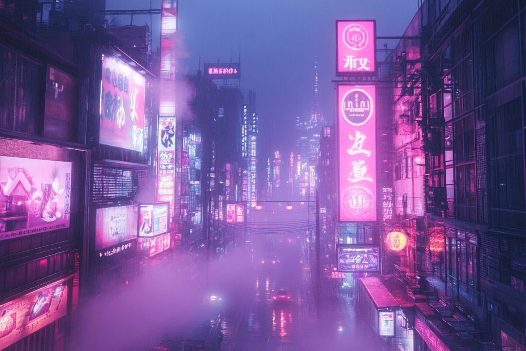 Cyberpunk-Style Japanese Restaurant Shopfronts AI Artwork 13