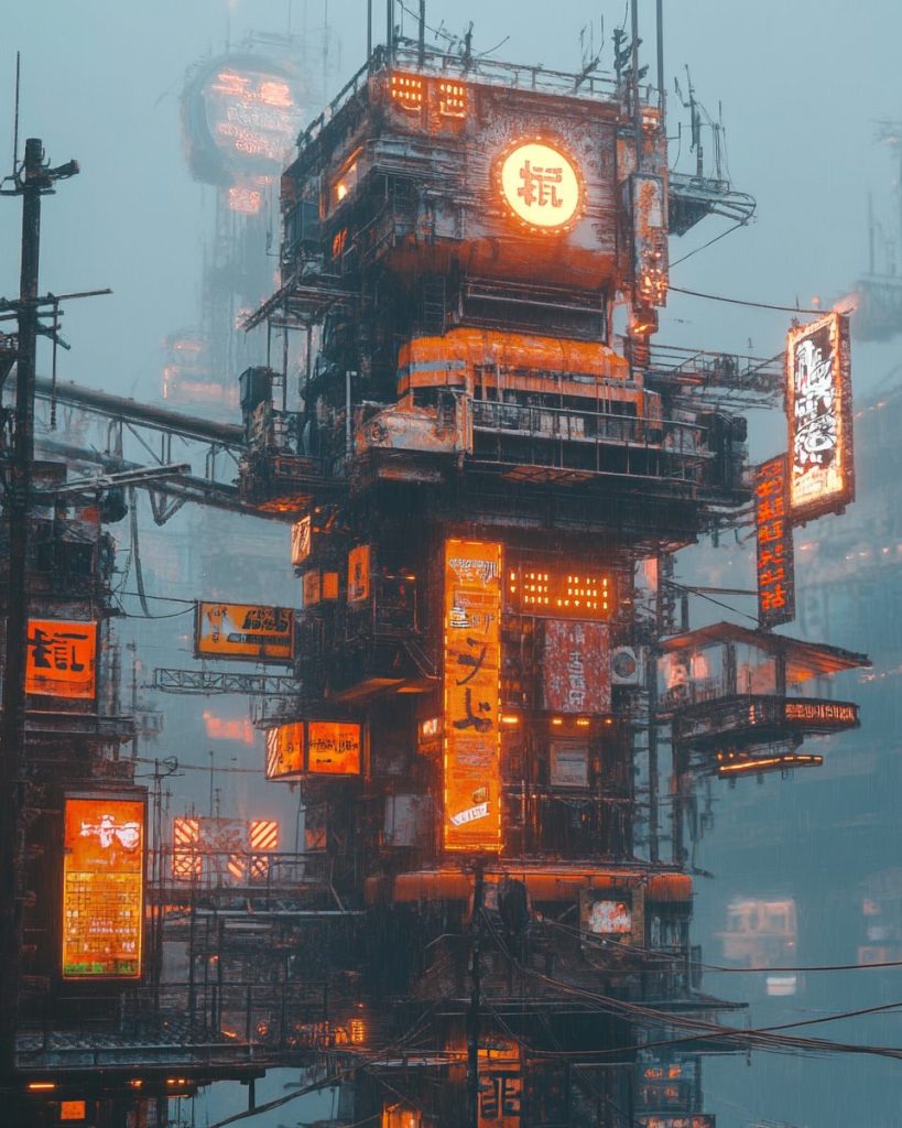 Cyberpunk-Style Japanese Restaurant Shopfronts AI Artwork 2