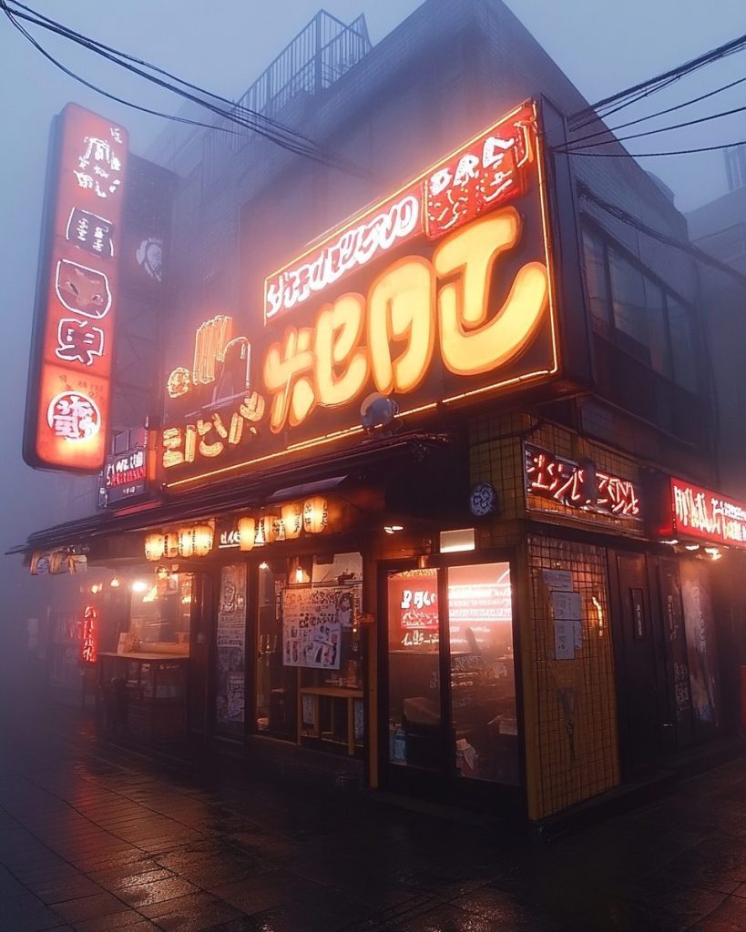Cyberpunk-Style Japanese Restaurant Shopfronts AI Artwork 3