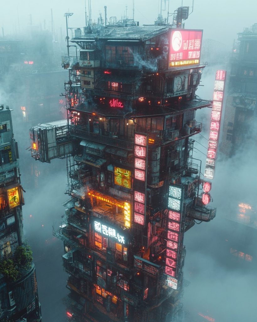 Cyberpunk-Style Japanese Restaurant Shopfronts AI Artwork 5