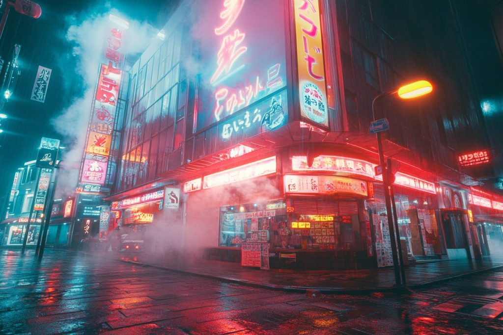 Cyberpunk-Style Japanese Restaurant Shopfronts AI Artwork 7
