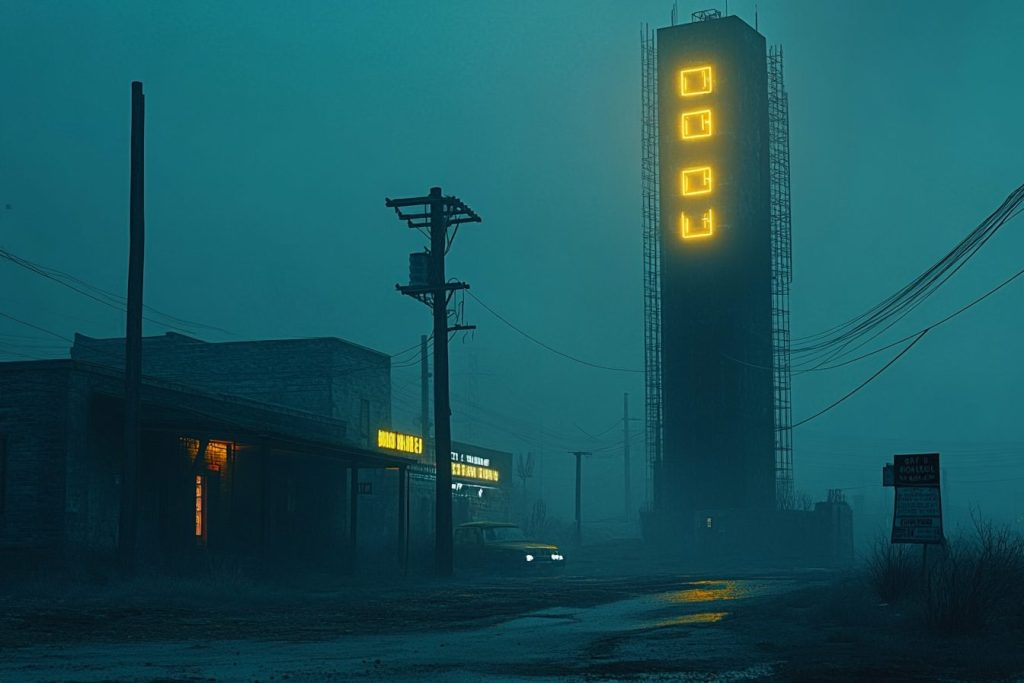 Old Towns with Neon Buildings AI Artwork 10