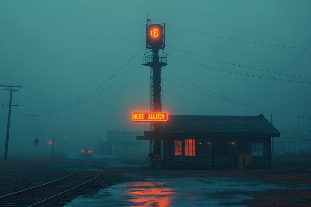 Old Towns with Neon Buildings AI Artwork 12
