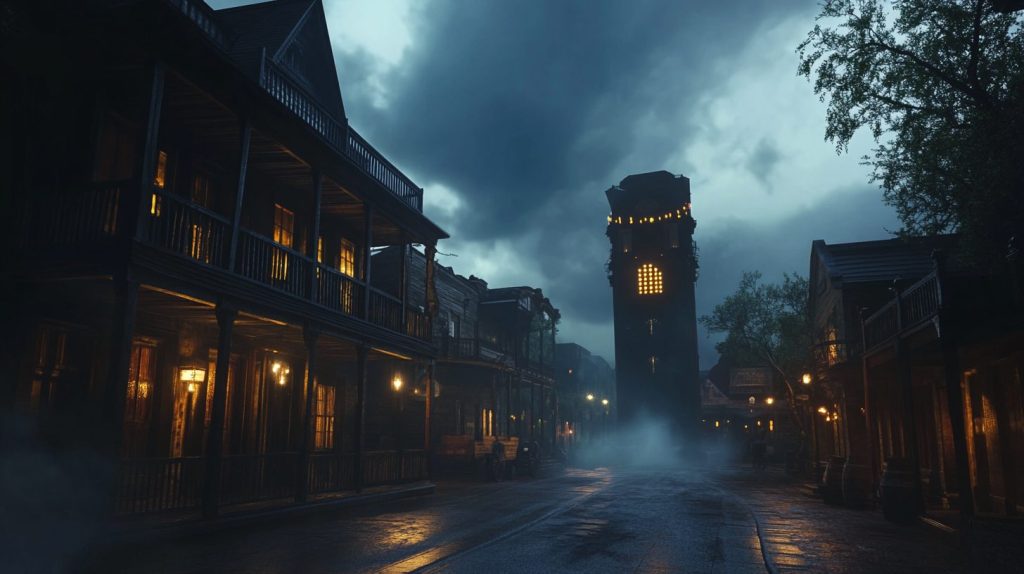 Old Towns with Neon Buildings AI Artwork 17