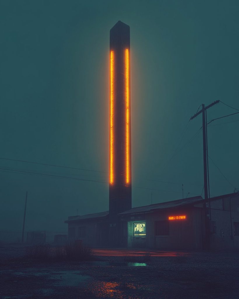Old Towns with Neon Buildings AI Artwork 5