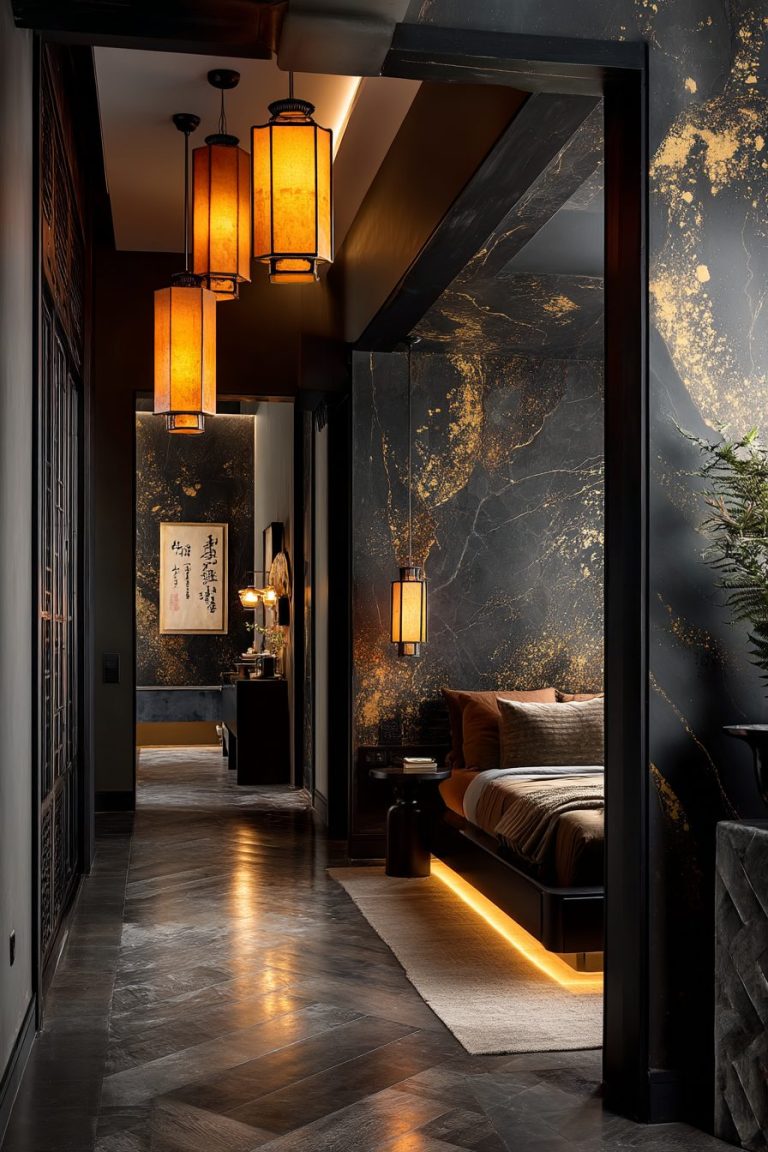 A Luxurious Asian-Style Bedroom Interior