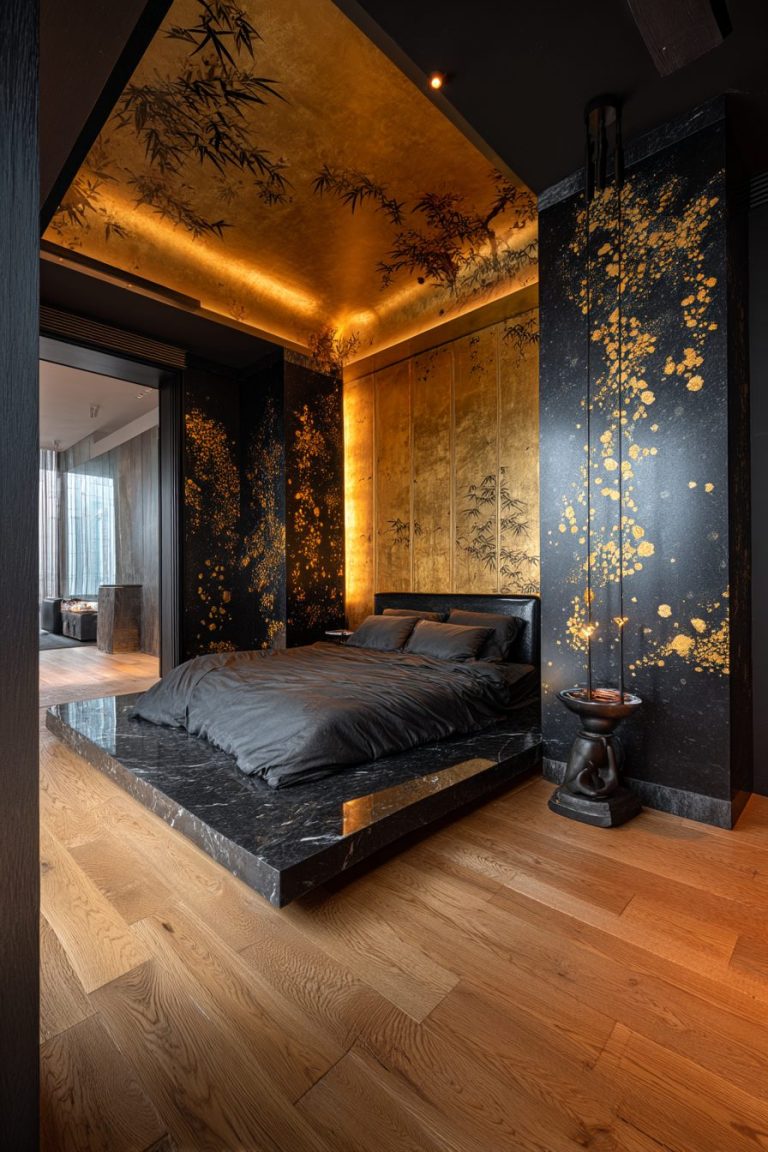 A Luxurious Asian-Style Bedroom Interior