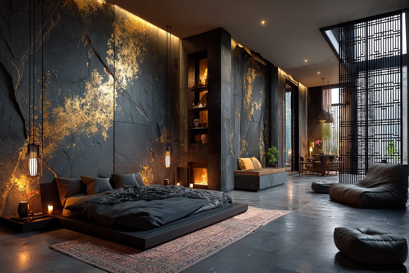 A Luxurious Asian-Style Bedroom Interior