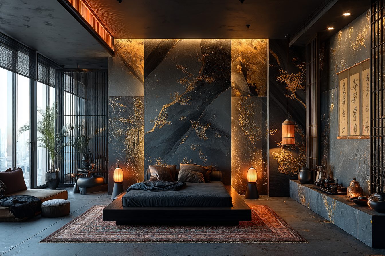 A Luxurious Asian-Style Bedroom Interior