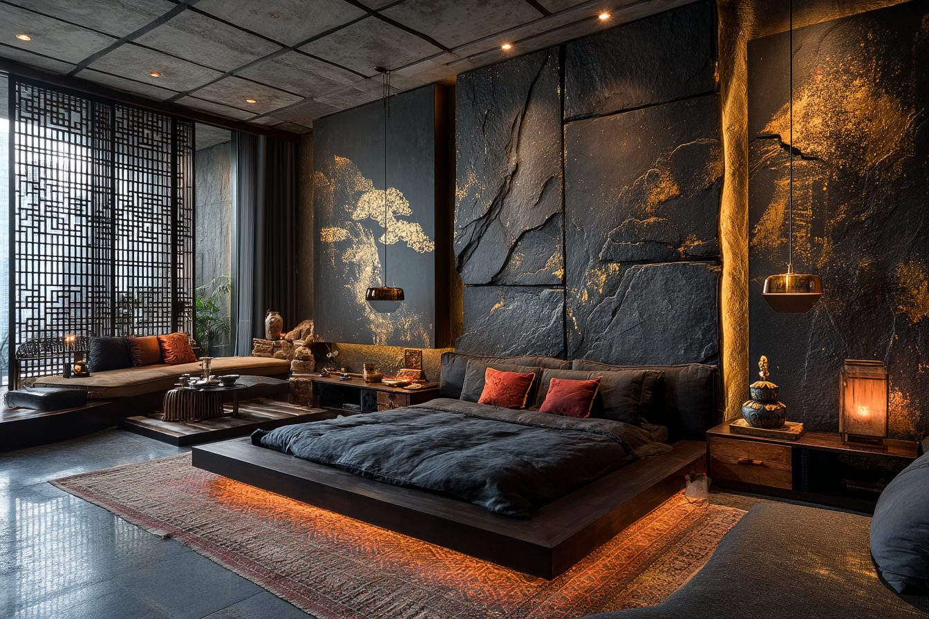 A Luxurious Asian-Style Bedroom Interior