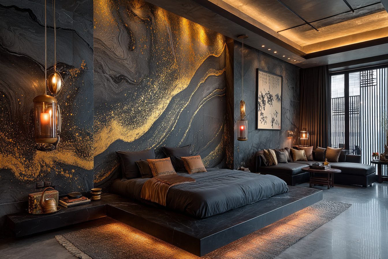 A Luxurious Asian-Style Bedroom Interior