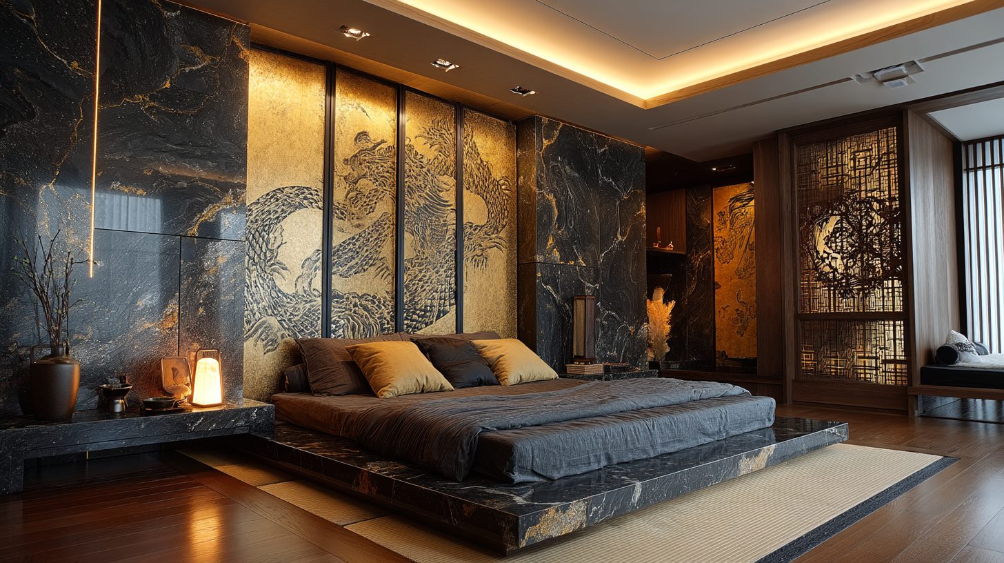 A Luxurious Asian-Style Bedroom Interior