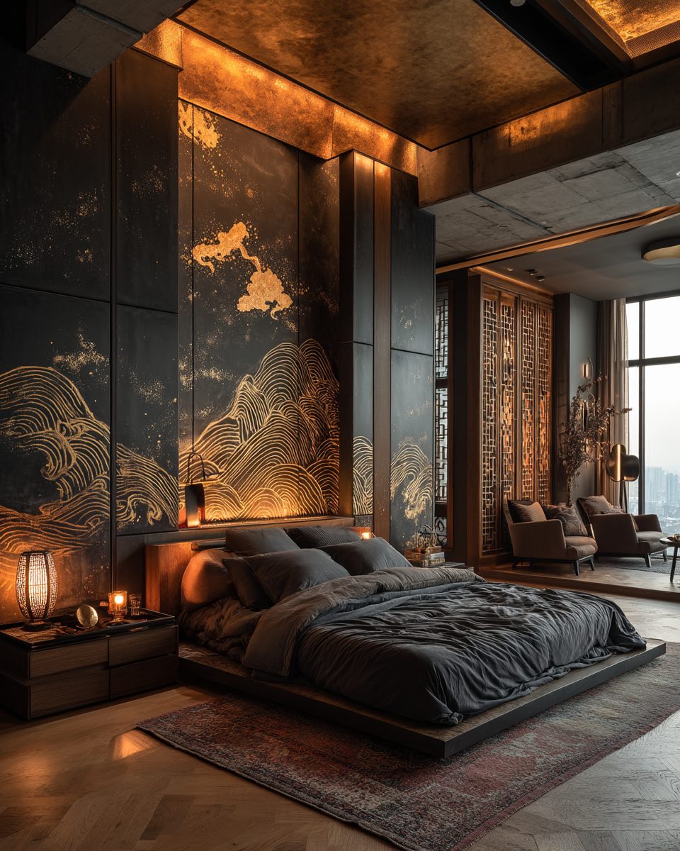 A Luxurious Asian-Style Bedroom Interior