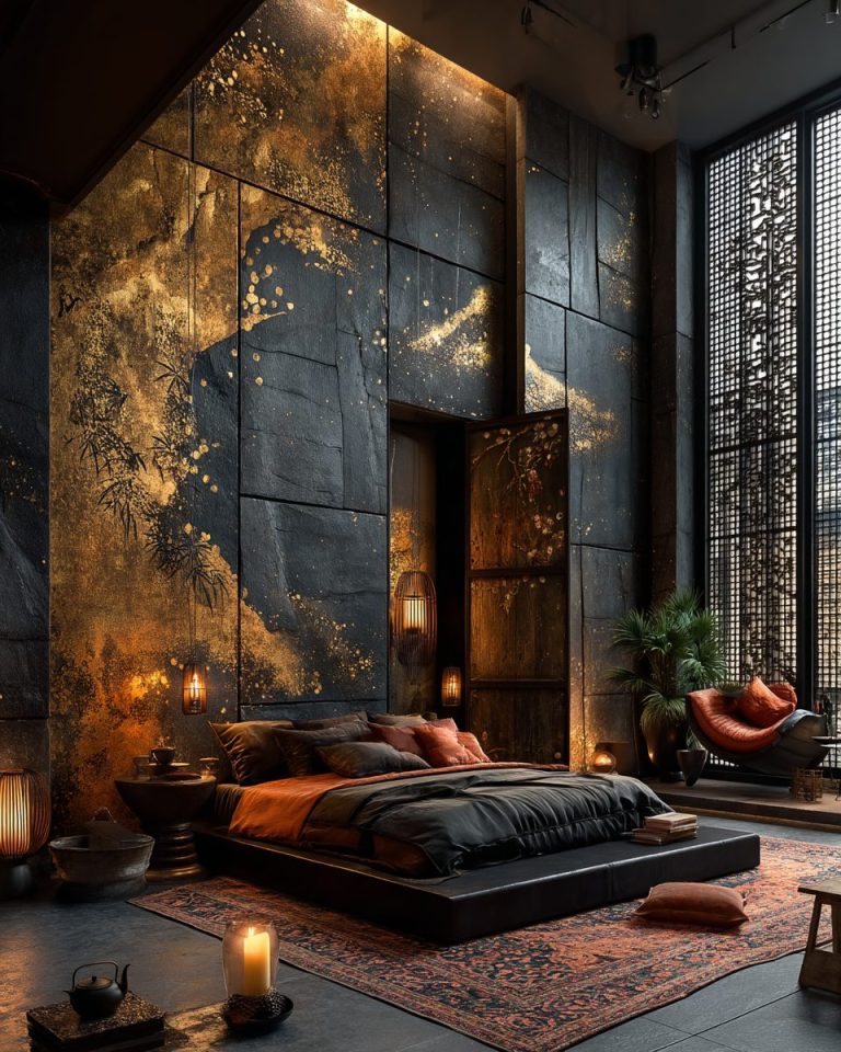 A Luxurious Asian-Style Bedroom Interior