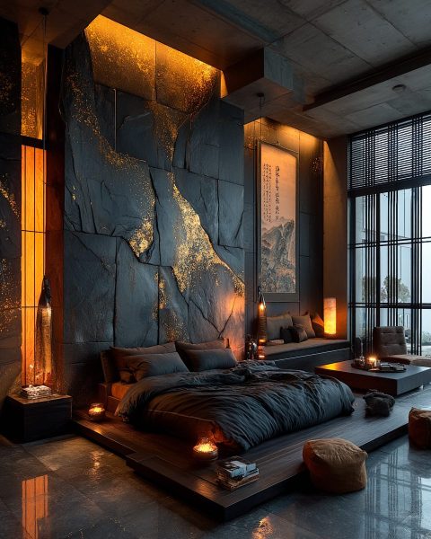A Luxurious Asian-Style Bedroom Interior