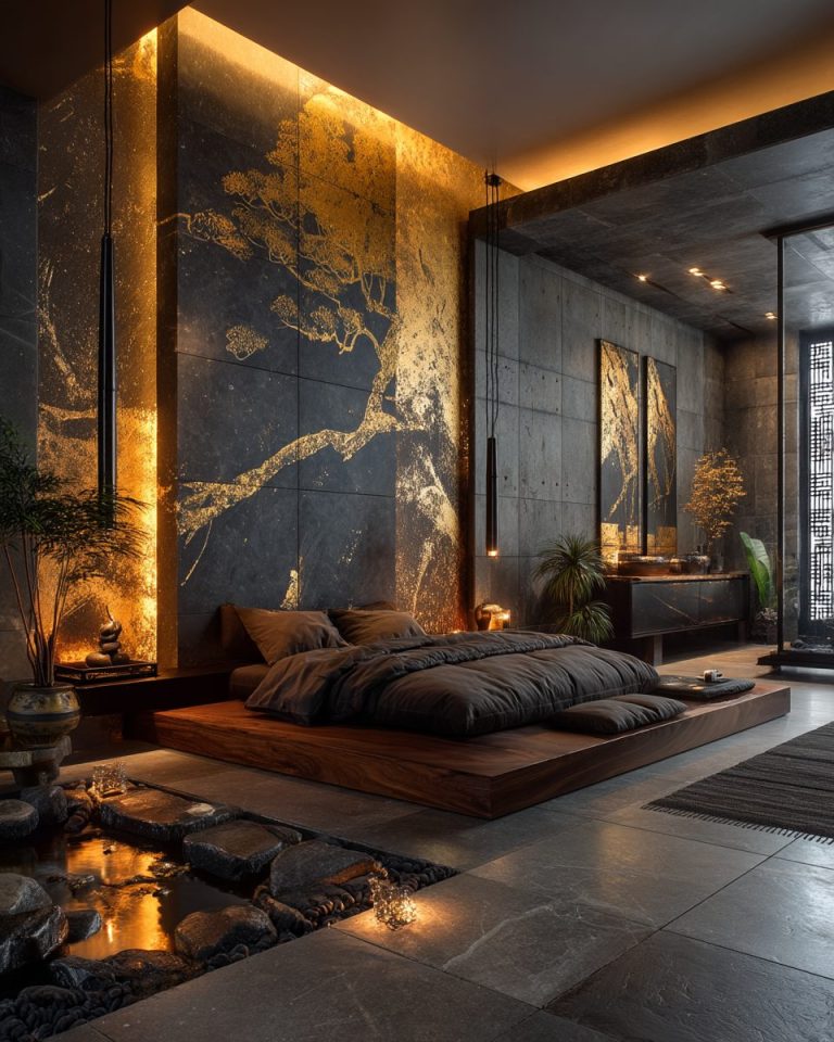 A Luxurious Asian-Style Bedroom Interior