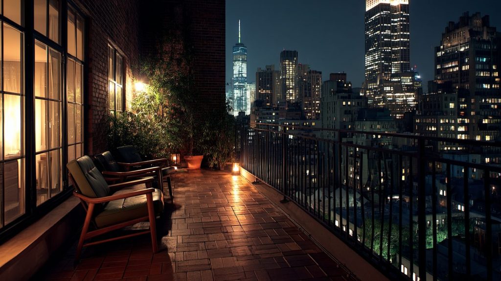 Apartment Balcony with a New York Cityscape View AI Artwork 12