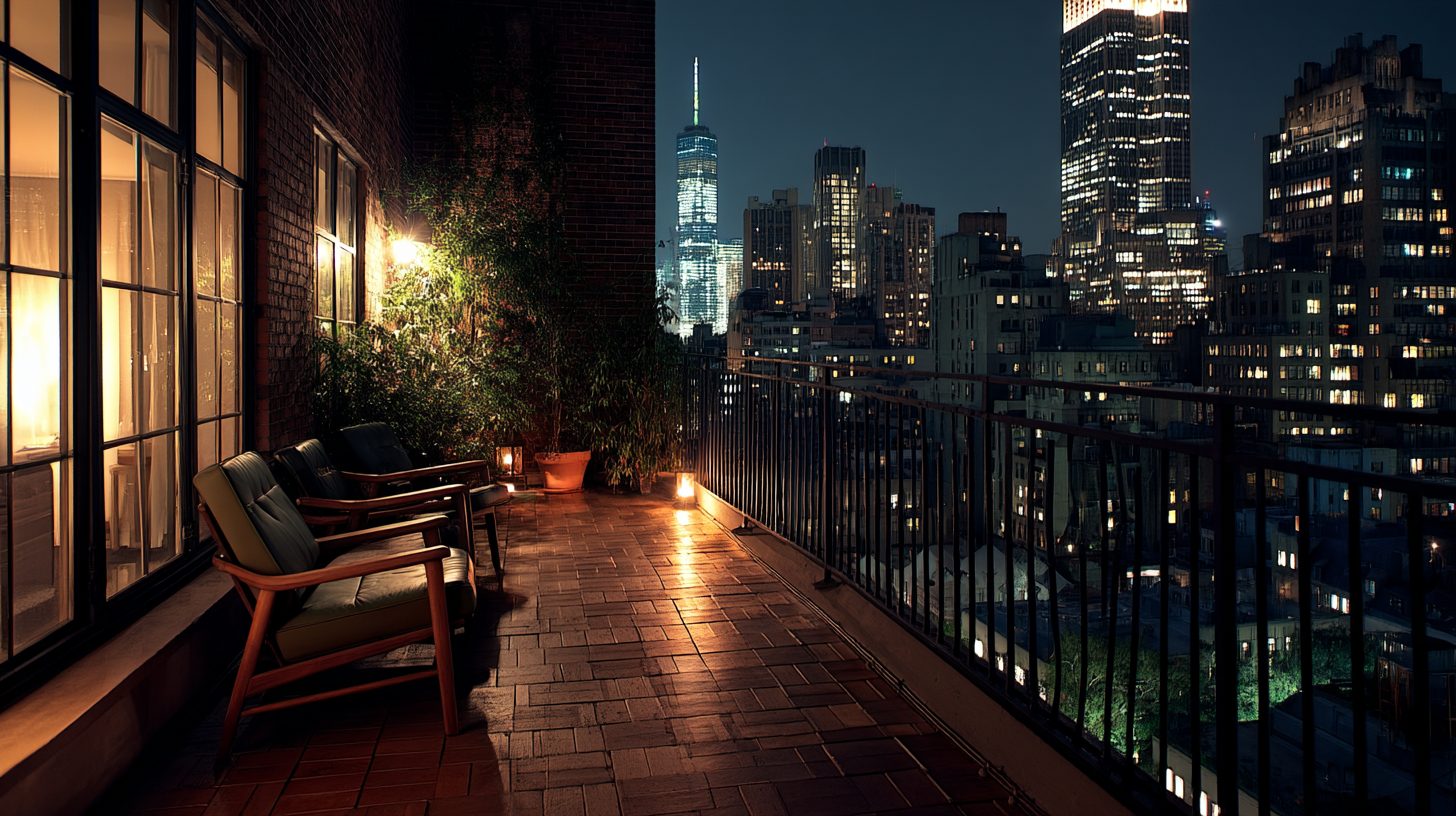 Apartment Balcony with a New York Cityscape View