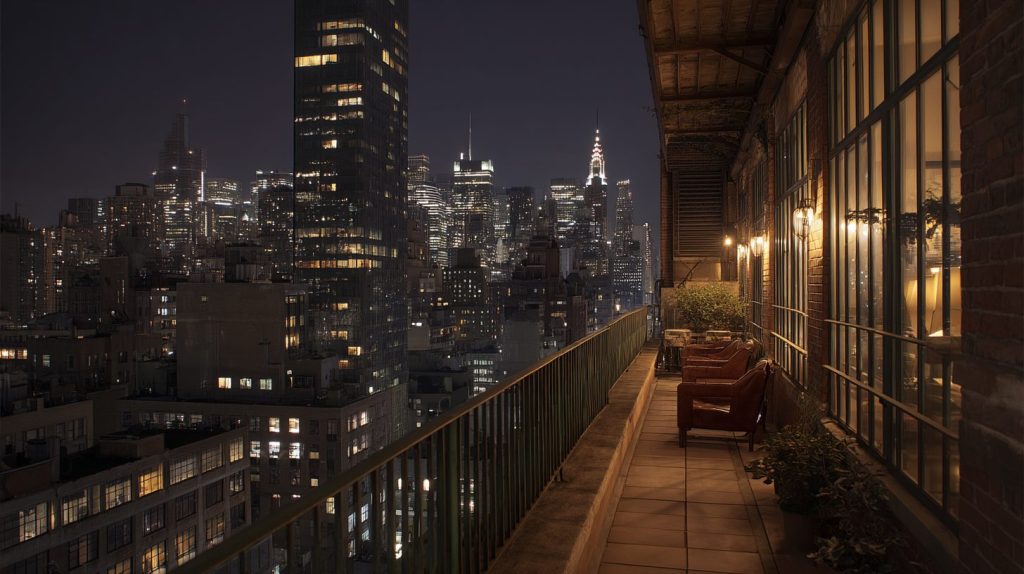 Apartment Balcony with a New York Cityscape View AI Artwork 13