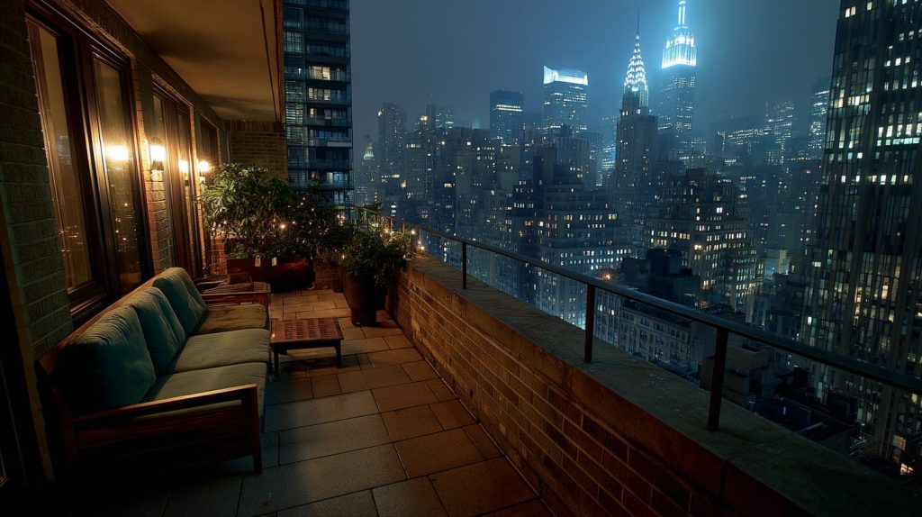 Apartment Balcony with a New York Cityscape View AI Artwork 14