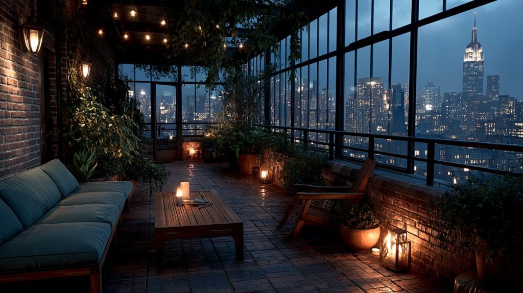 Apartment Balcony with a New York Cityscape View AI Artwork 16