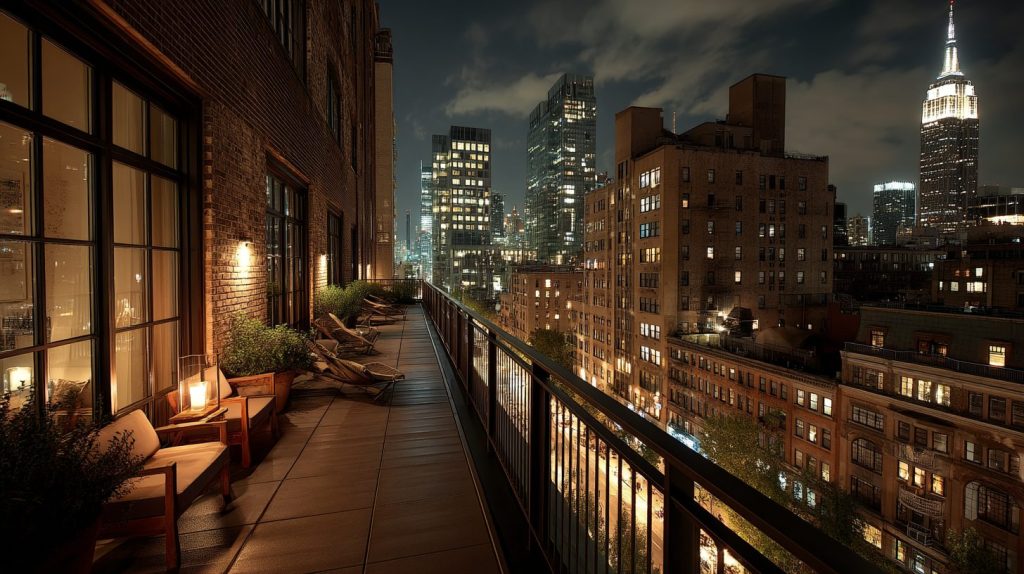 Apartment Balcony with a New York Cityscape View AI Artwork 17