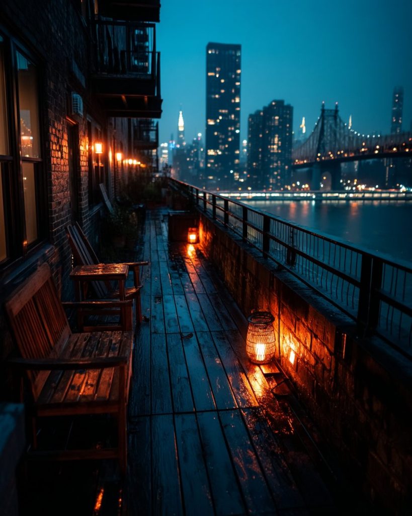 Apartment Balcony with a New York Cityscape View AI Artwork 3