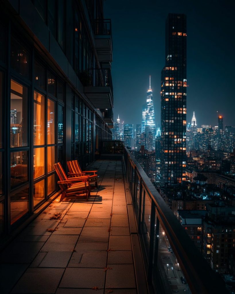 Apartment Balcony with a New York Cityscape View AI Artwork 4