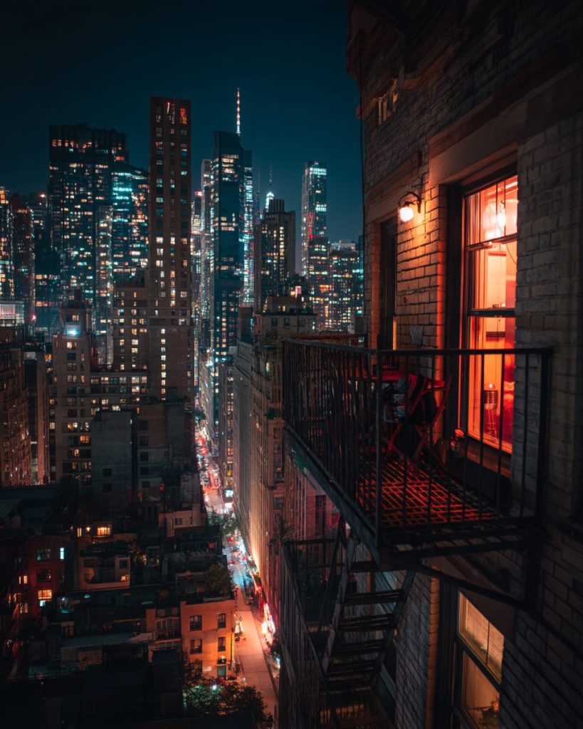 Apartment Balcony with a New York Cityscape View AI Artwork 5