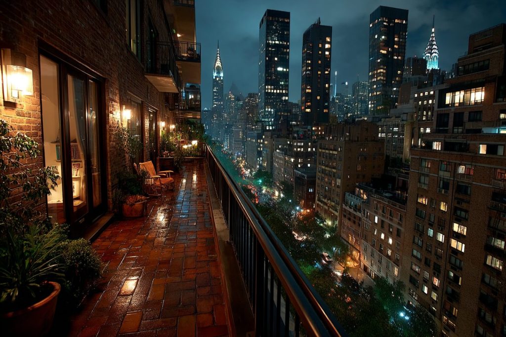 Apartment Balcony with a New York Cityscape View AI Artwork 6
