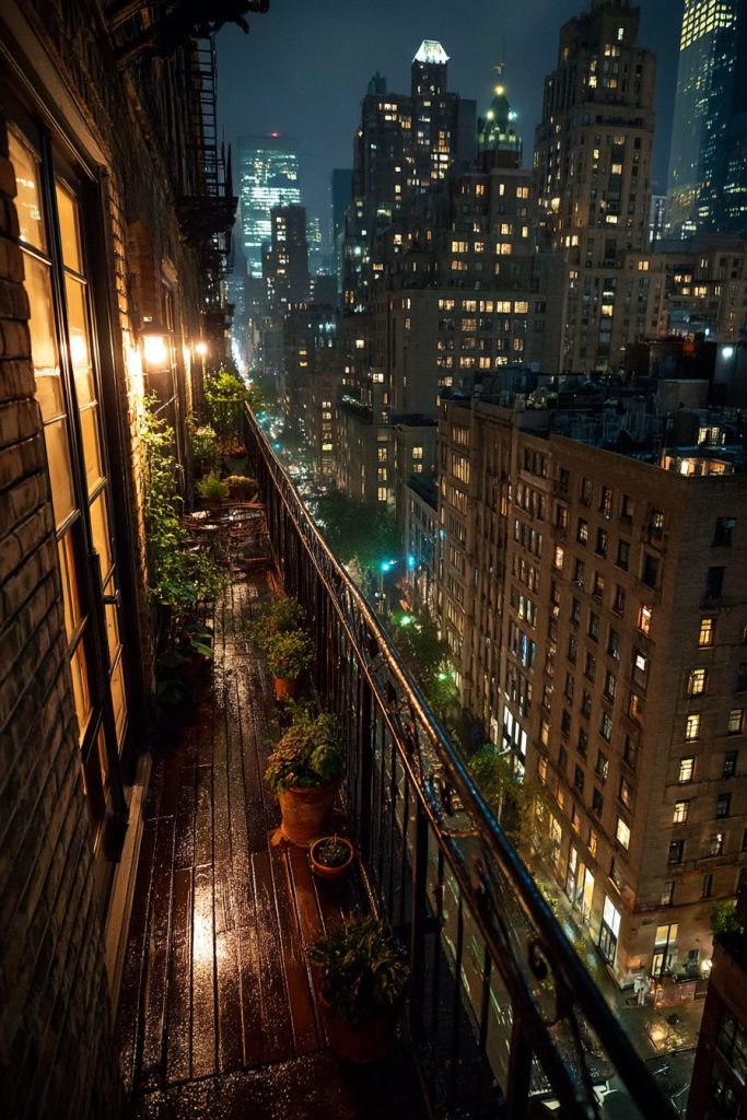 Apartment Balcony with a New York Cityscape View AI Artwork 8