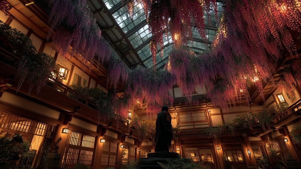 Building Interiors with Beautiful Wisteria Flowers AI Artwork 13