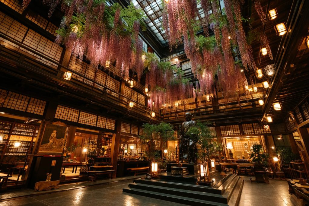 Building Interiors with Beautiful Wisteria Flowers AI Artwork 14