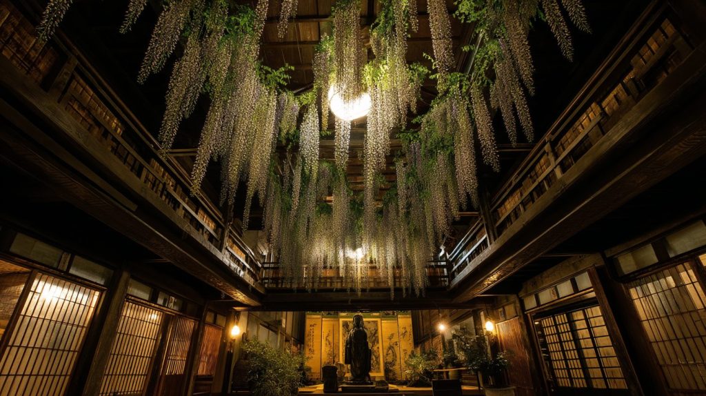 Building Interiors with Beautiful Wisteria Flowers AI Artwork 16
