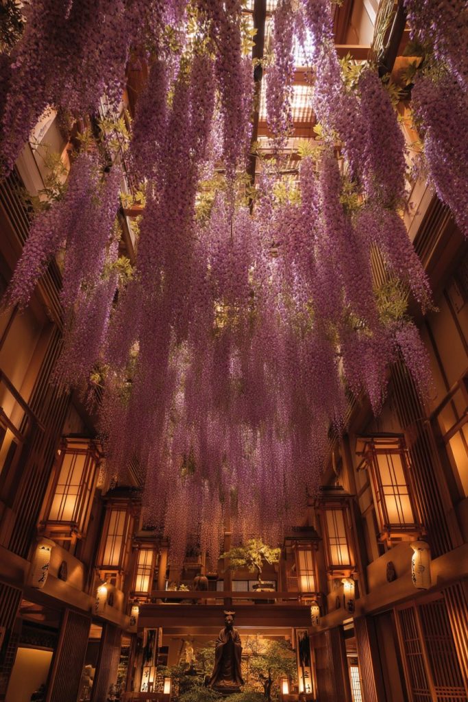 Building Interiors with Beautiful Wisteria Flowers AI Artwork 8