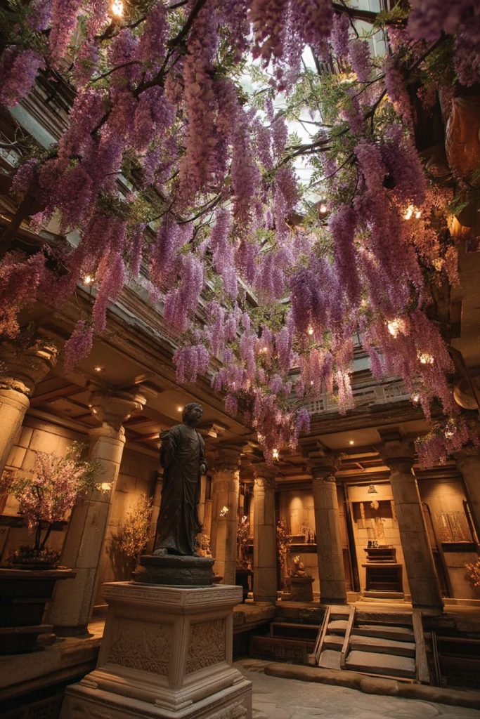 Building Interiors with Beautiful Wisteria Flowers AI Artwork 9