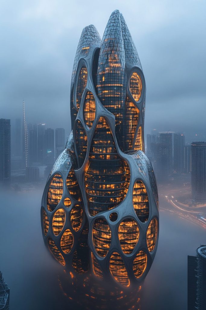 Futuristic Cityscapes and their Unique Buildings AI Artwork 8